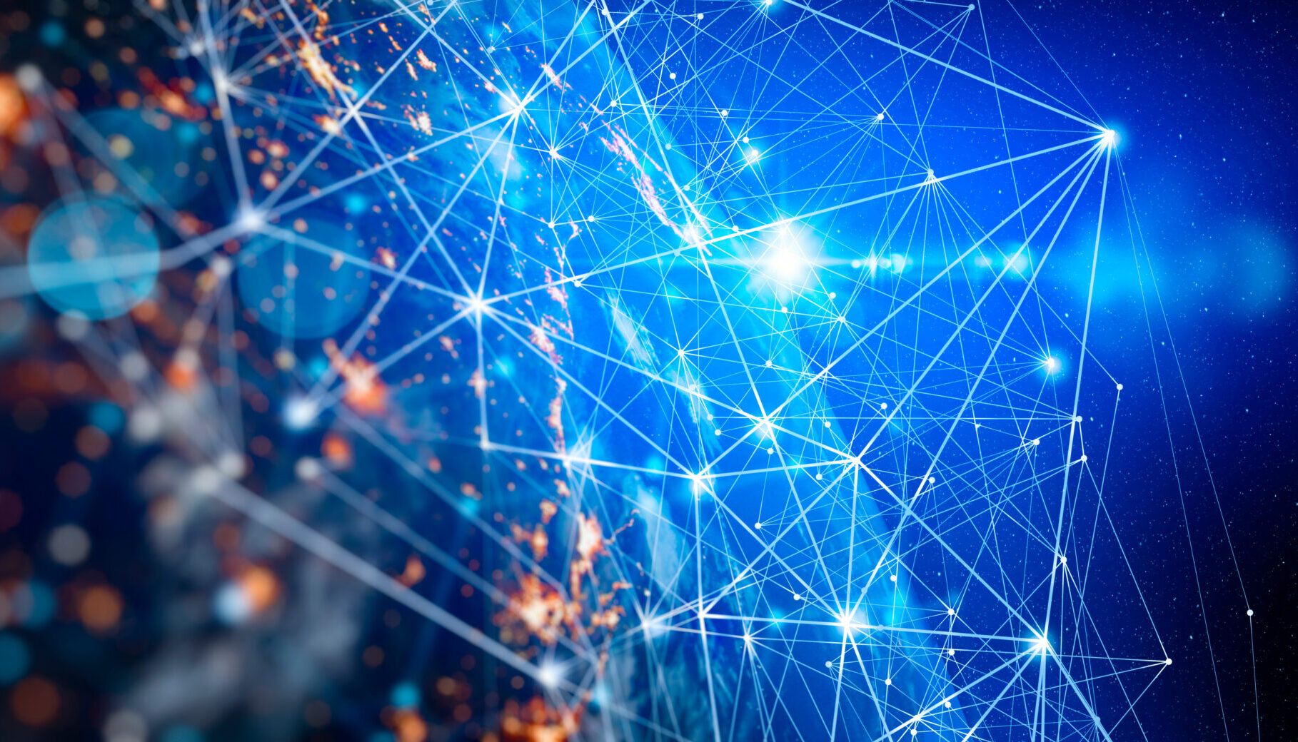 A series of connecting lines and dots symbolizing telecommunication.