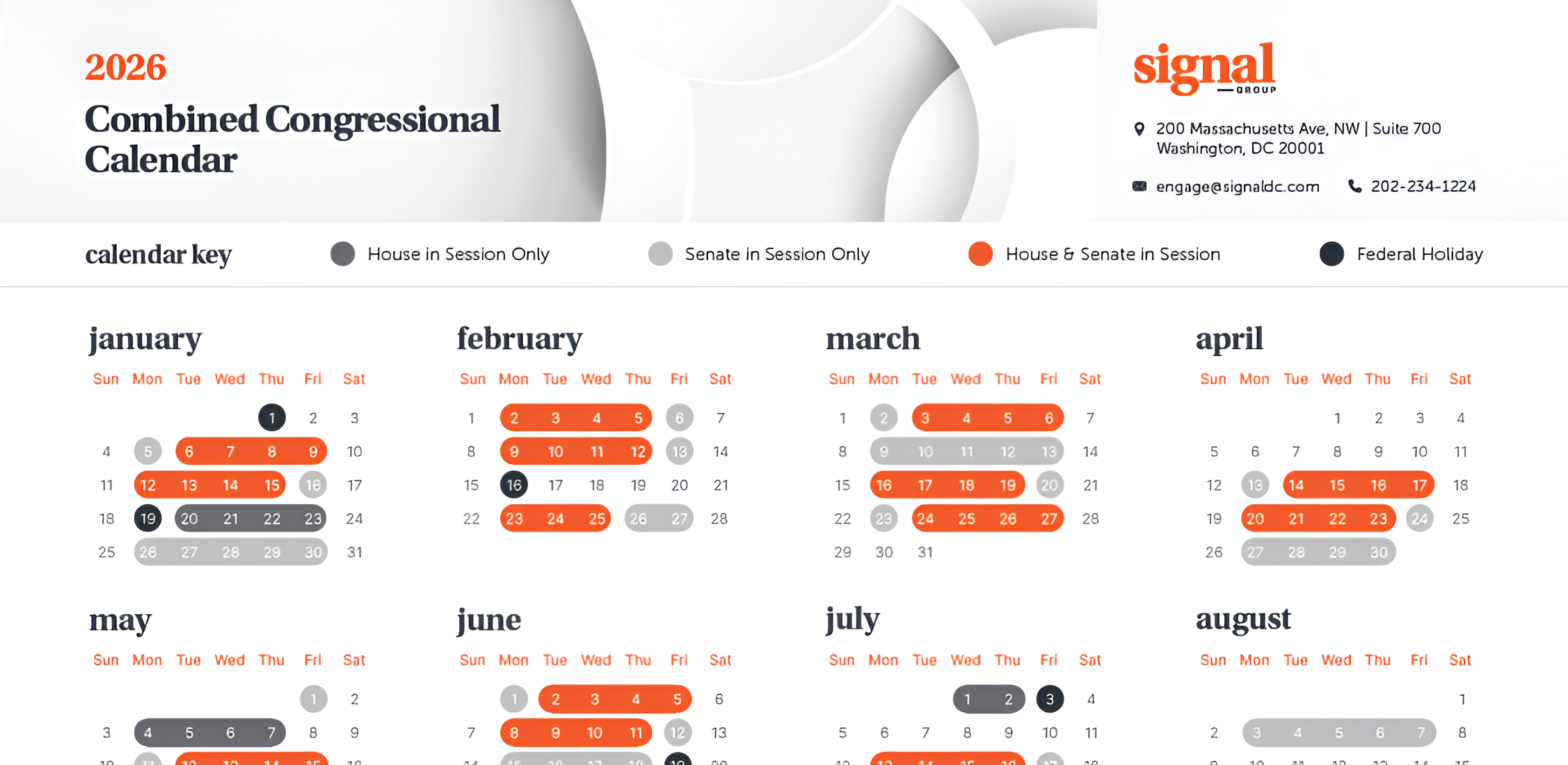 Congressional Calendar 2026